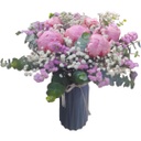 6 Pcs Peonies And Fillers In Vase 