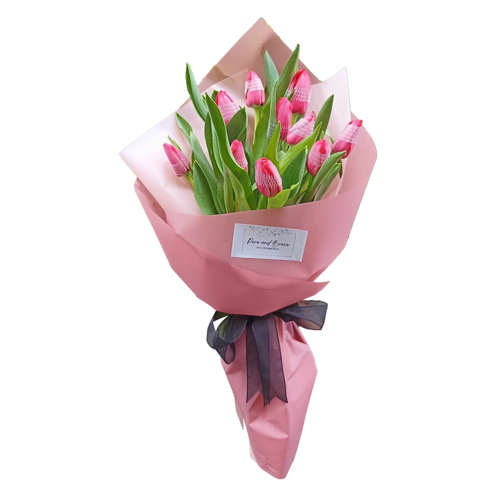 10 Stems Of  Tulips In A Simple Wrap - (A)