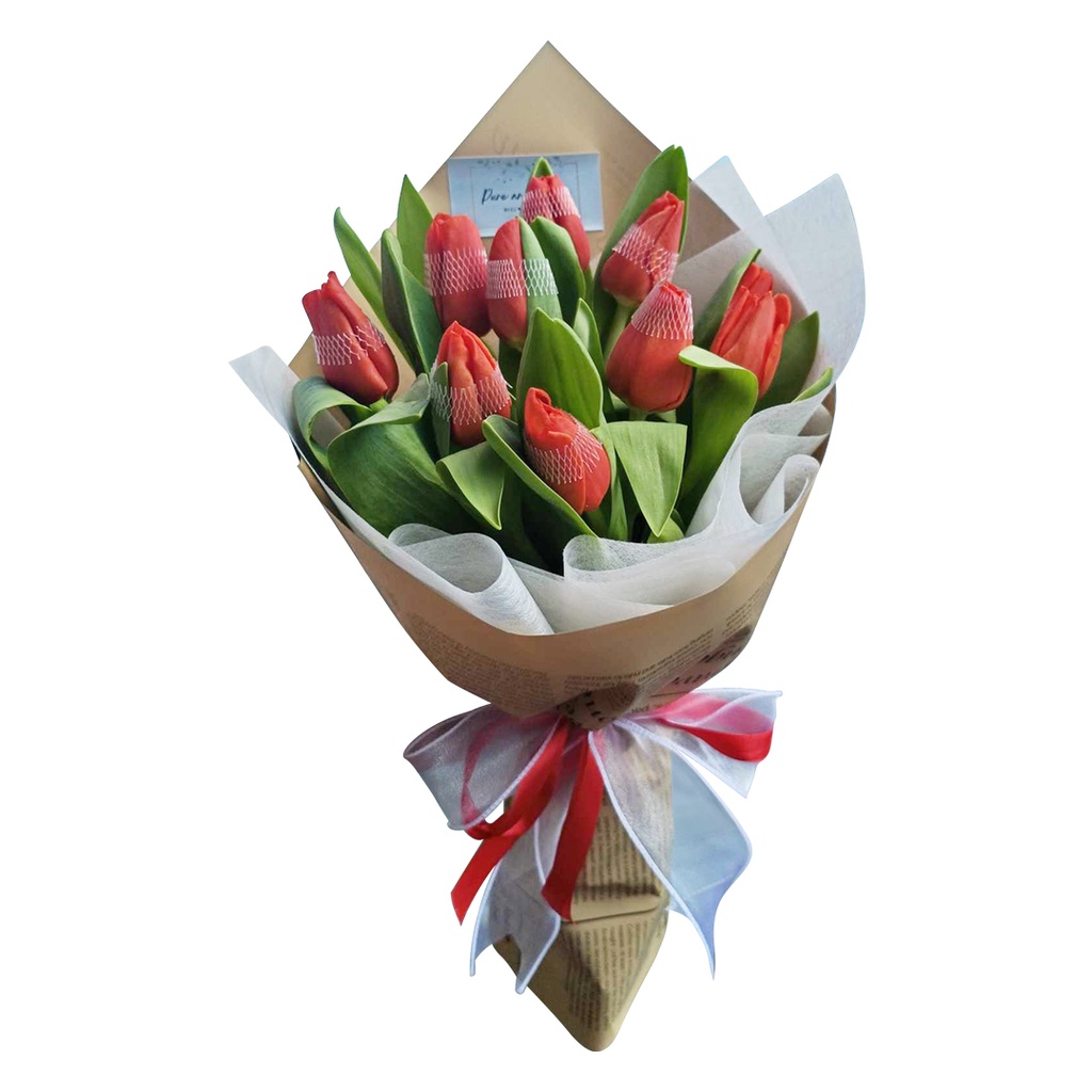 10 Stems Of  Tulips In A Simple Wrap - (B)