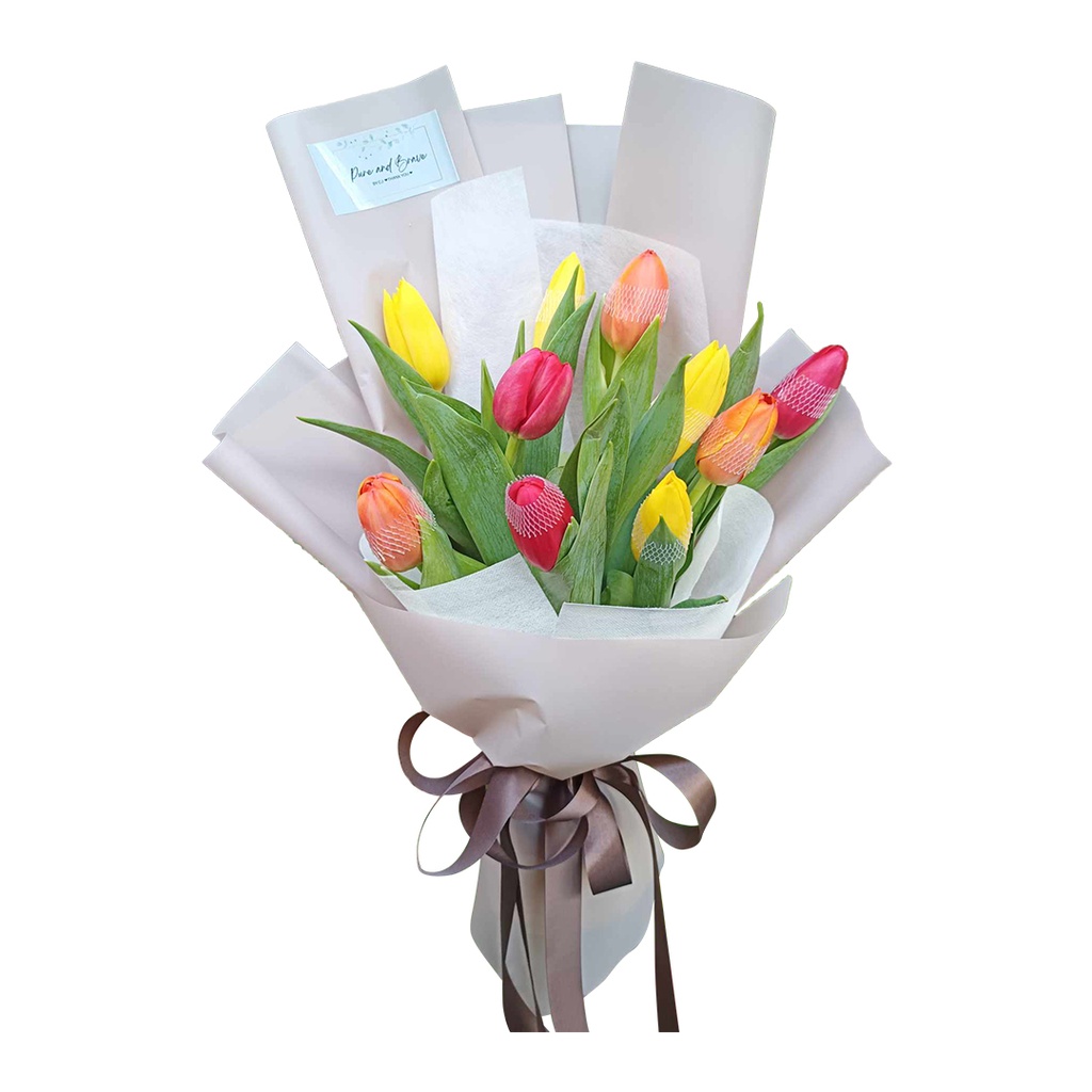 10 Stems Of  Tulips In A Simple Wrap - (F)