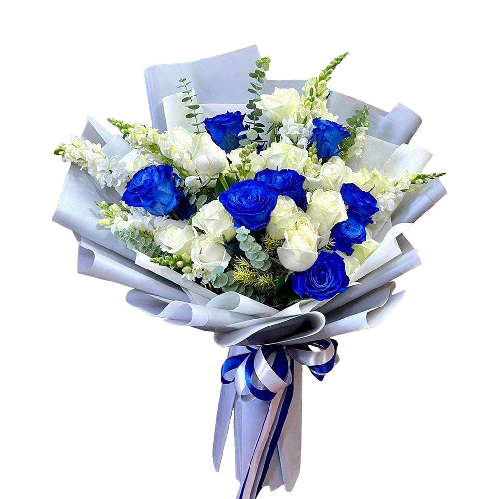 [pnb44] 8 Stems Of Blue  Equadurian And 20 Stems Of China Rose/Fillers 